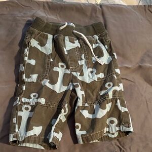 Baby Boden Olive Anchor Print Shorts